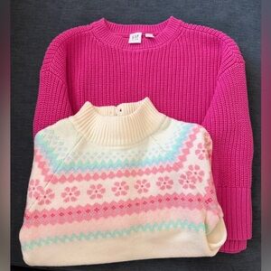 Janie and Jack & Girls Gap Pink and Cream Sweater Duo, Size 7